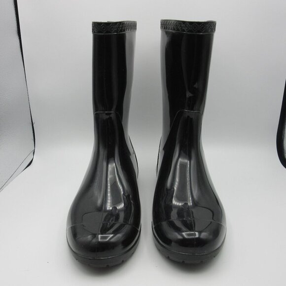 UGG Sienna Rain Boots Black Mid-Calf Gloss Rubber Waterproof Outdoor Women's 9 - Picture 2 of 9